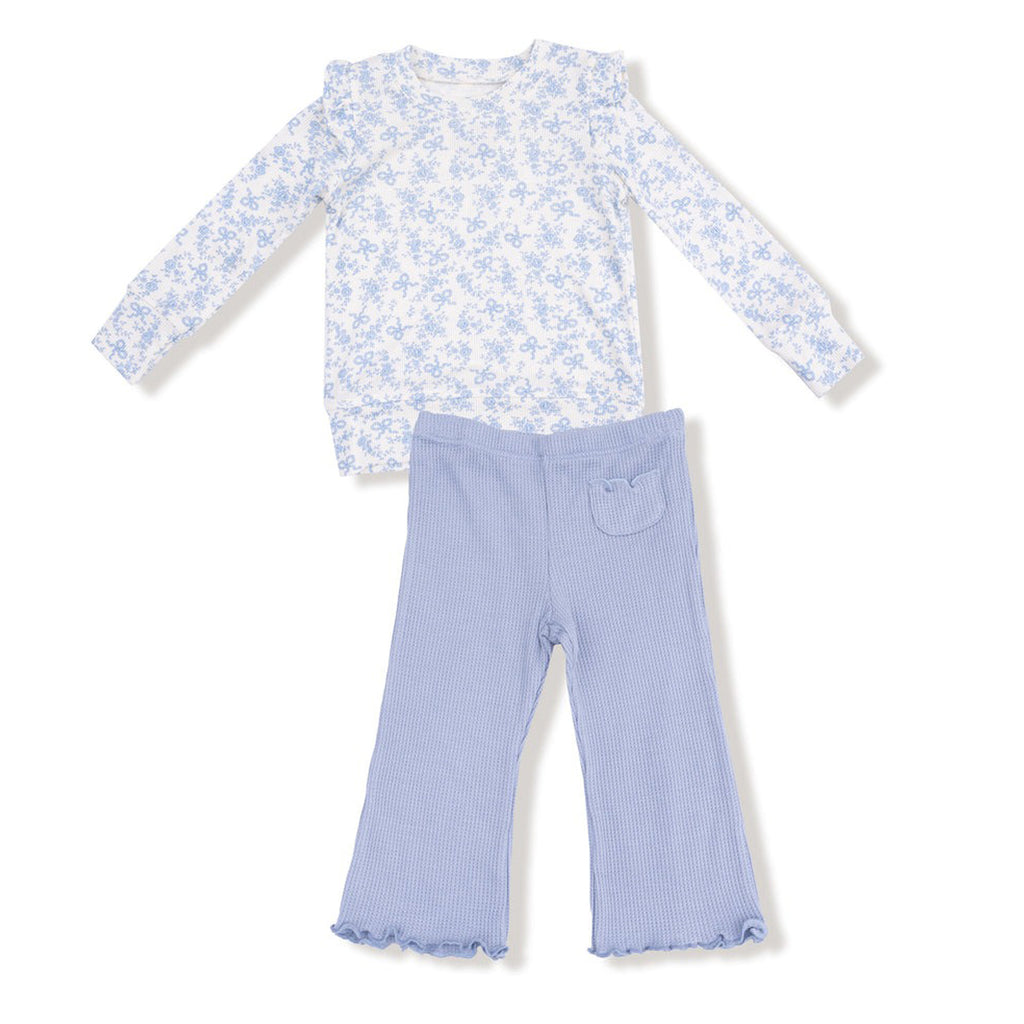 Romi Floral Ruffle Shoulder Shirt and Flare Pant