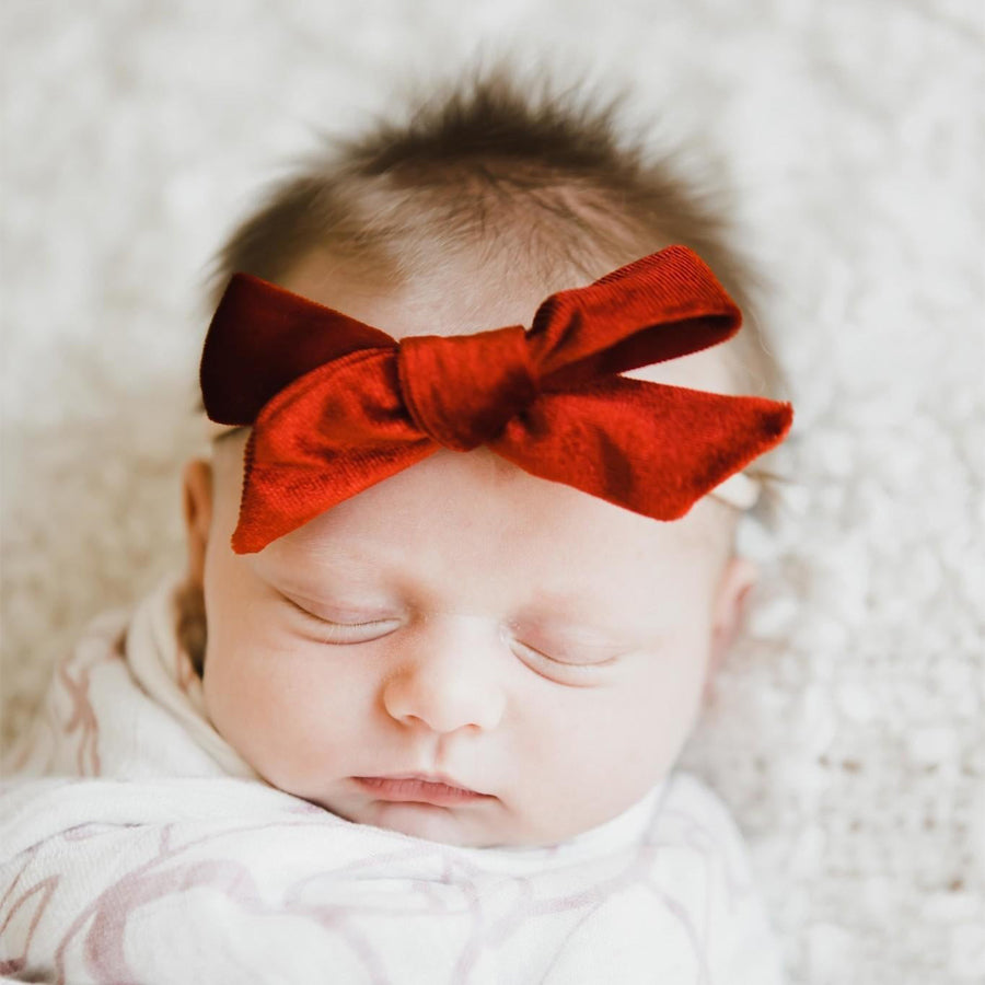 Ruby Red Velvet Bow Headband