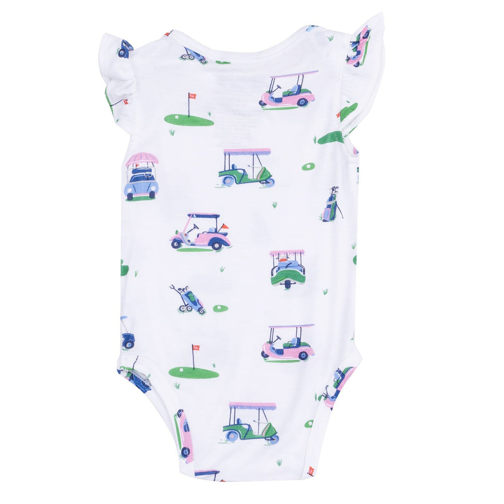 Vintage Golf Carts Pink Ruffle Sleeve Bodysuit