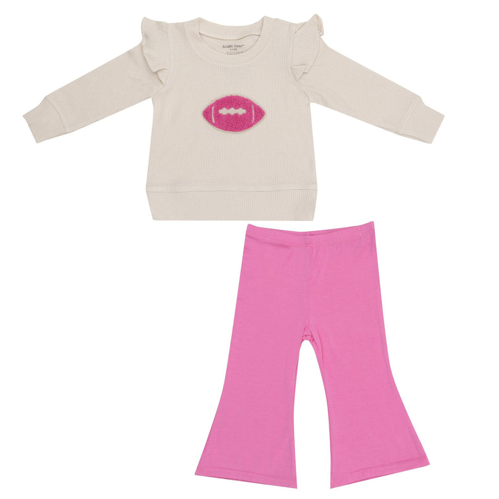 Ruffle Sweatshirt + Pink Bamboo Baby Bels - Footballs Waffle