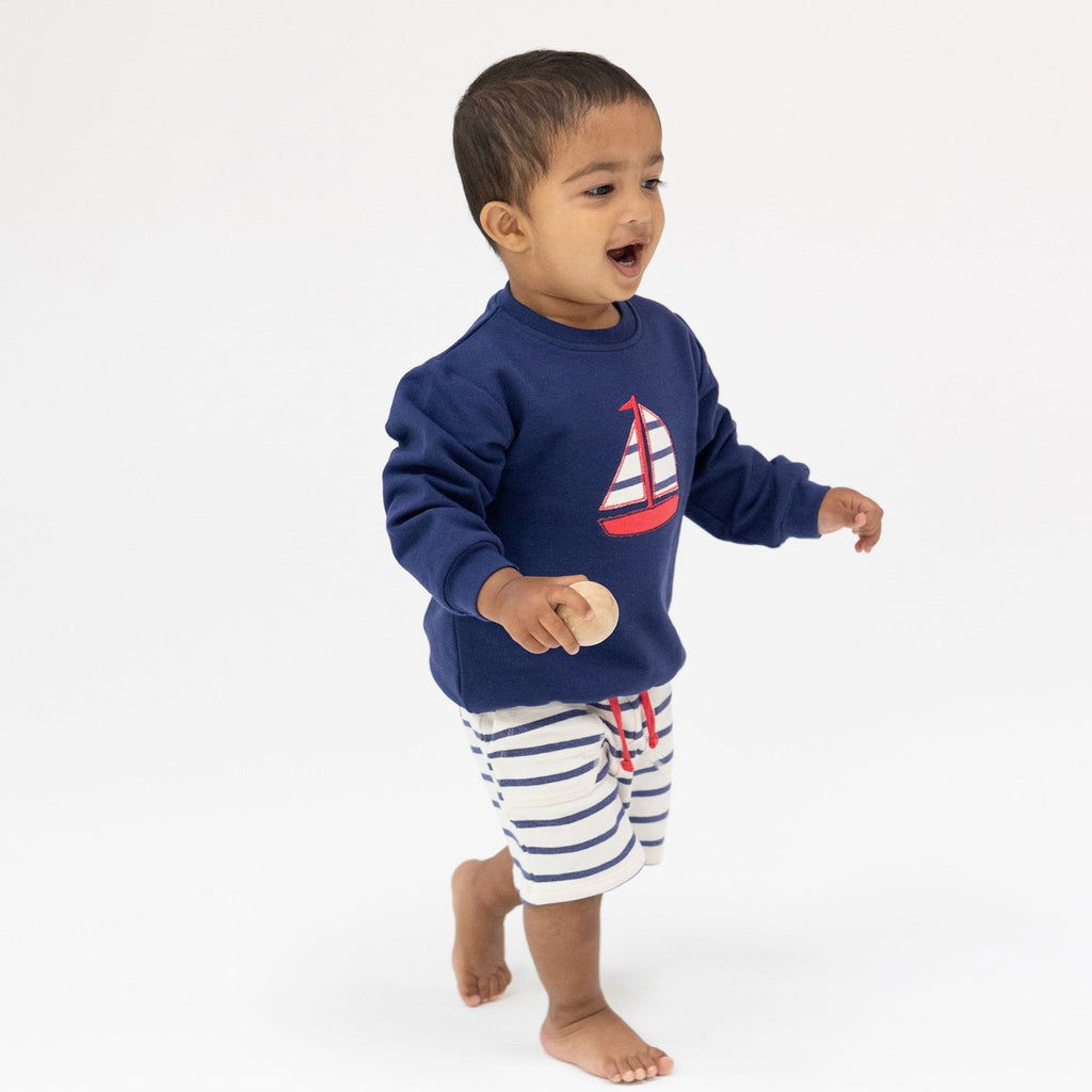 Sailboat French Terry Raglan Sweatshirt With Applique And Short
