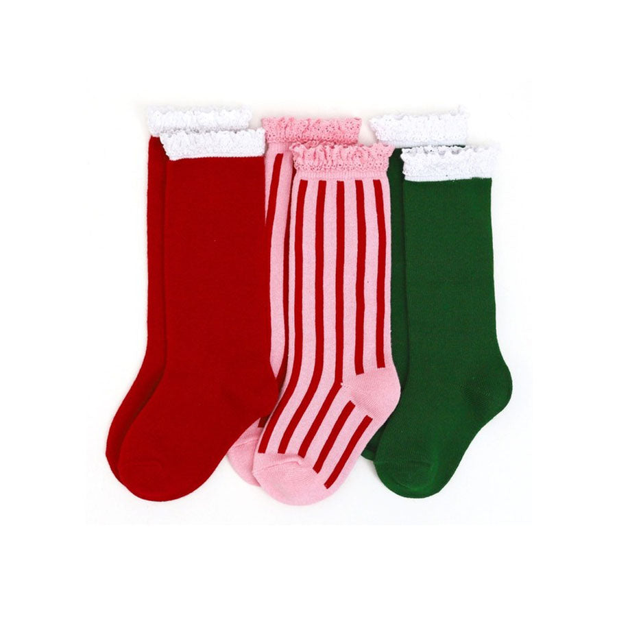 Santa Baby Knee High Socks 3-Pack-SOCKS, TIGHTS & LEG WARMERS-Little Stocking Co.-Joannas Cuties