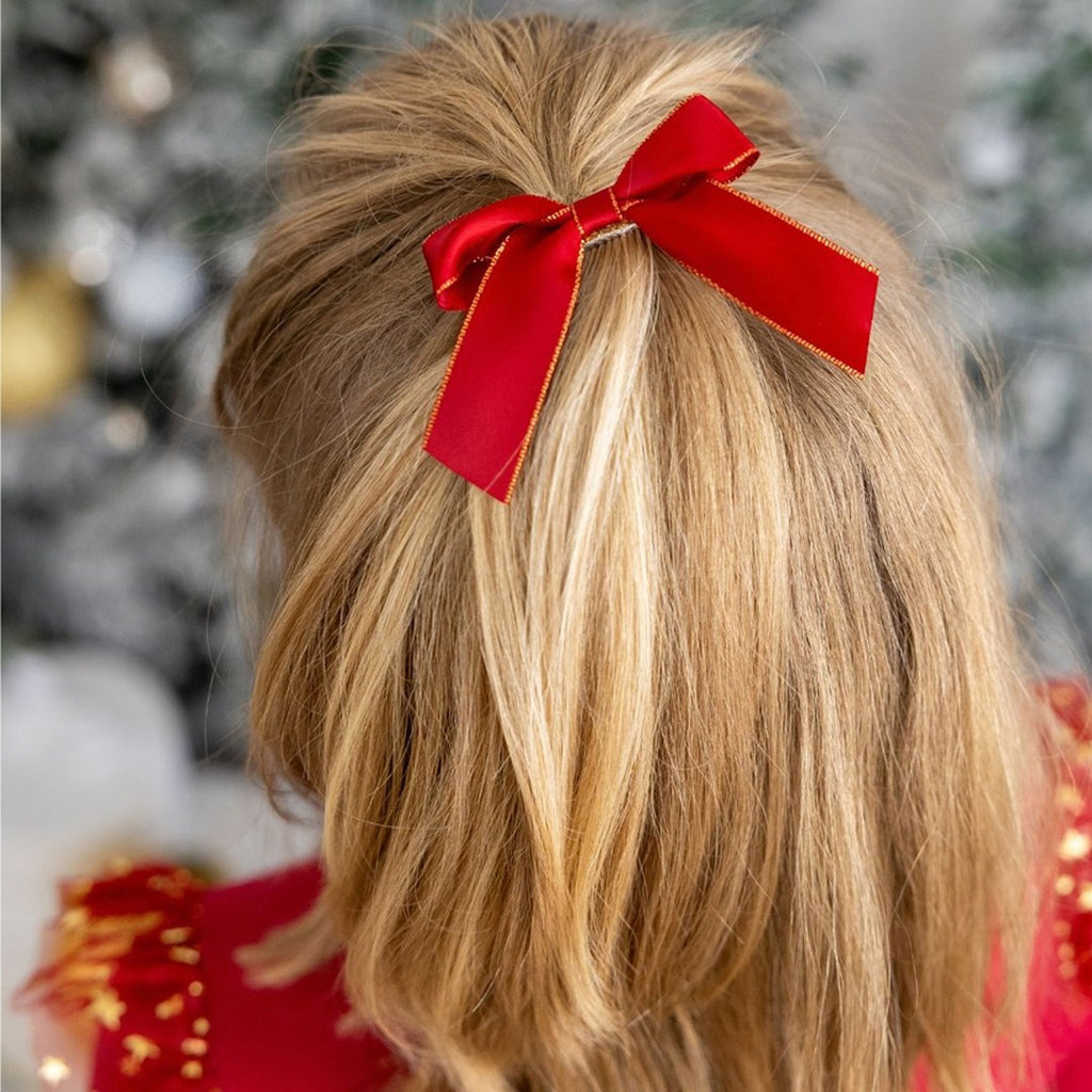 Scarlett Coquette Christmas Bow Clip - Kids Holiday Hair Bow