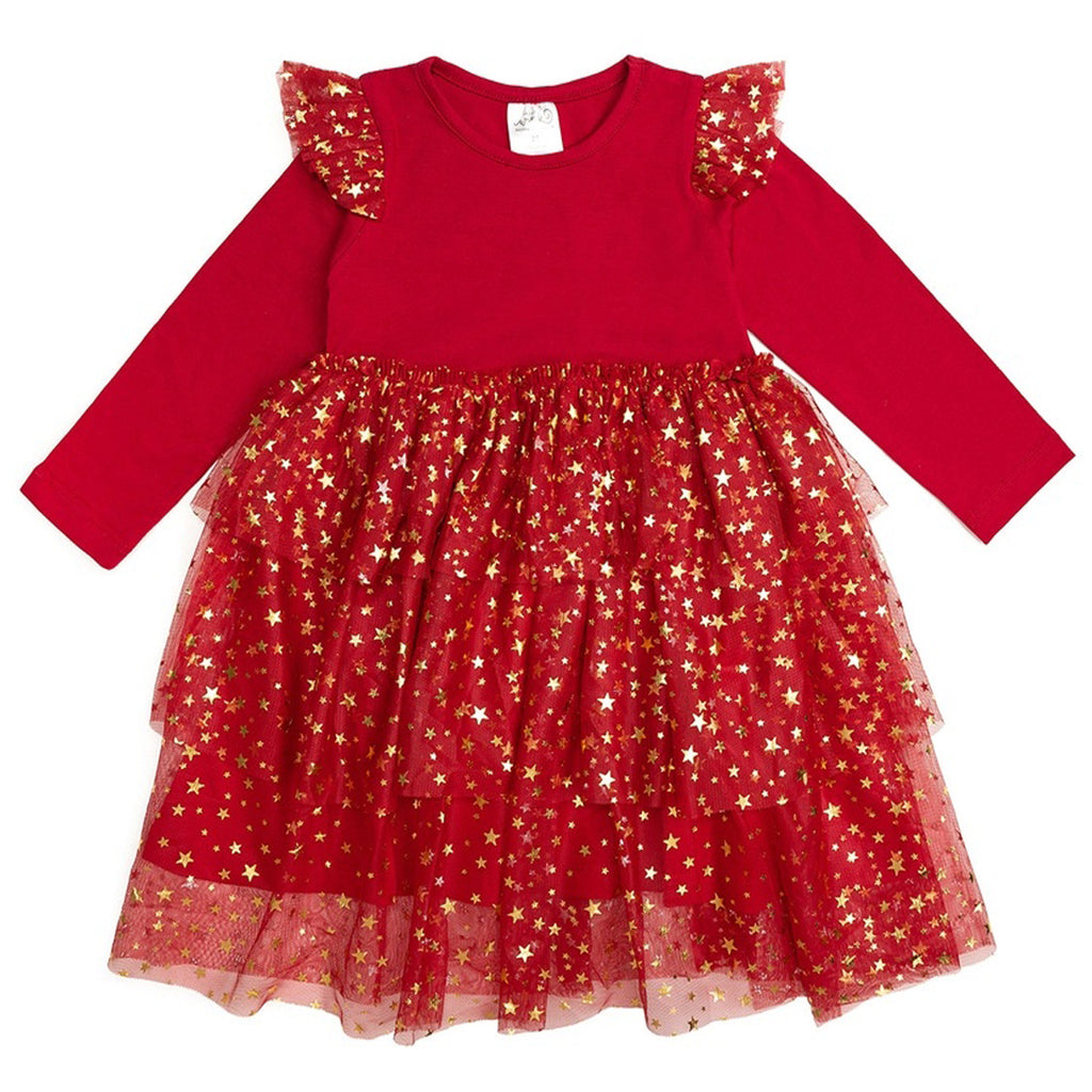 Scarlett Shimmer Christmas Long Sleeve Tutu Dress