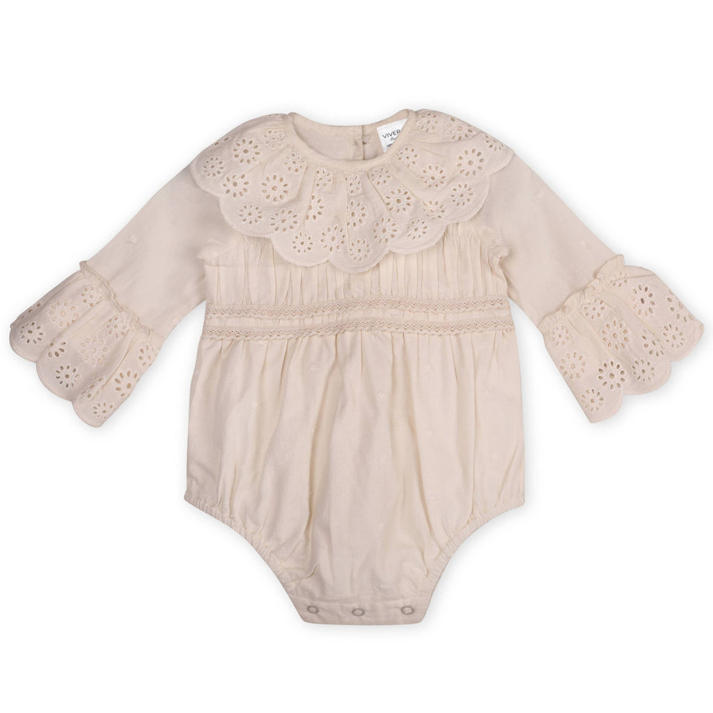 Schiffli Lace Clown Collar Baby Girl Romper