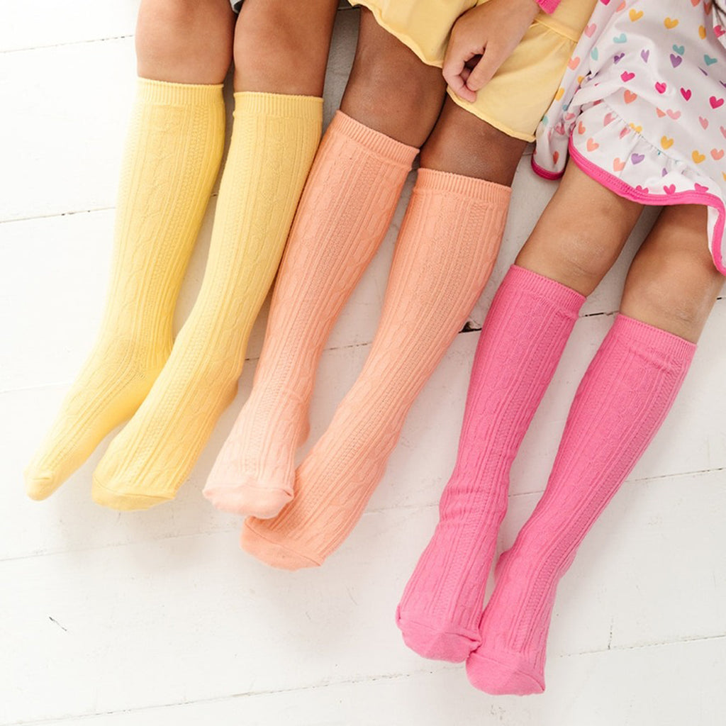 Sherbet Cable Knit Knee High Sock 3-Pack-SOCKS, TIGHTS & LEG WARMERS-Little Stocking Co.-Joannas Cuties