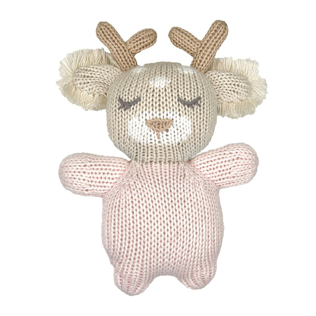 Shuggie the Fawn Knit Zubaby Doll-RATTLES-pink-Joannas Cuties