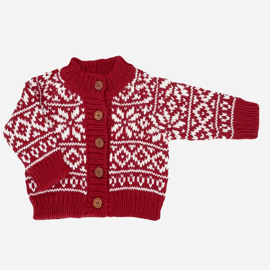 Snowflake Cardigan, Red - Holiday Christmas Kids Sweater-CARDIGANS & SWEATERS-The Blueberry Hill-Joannas Cuties