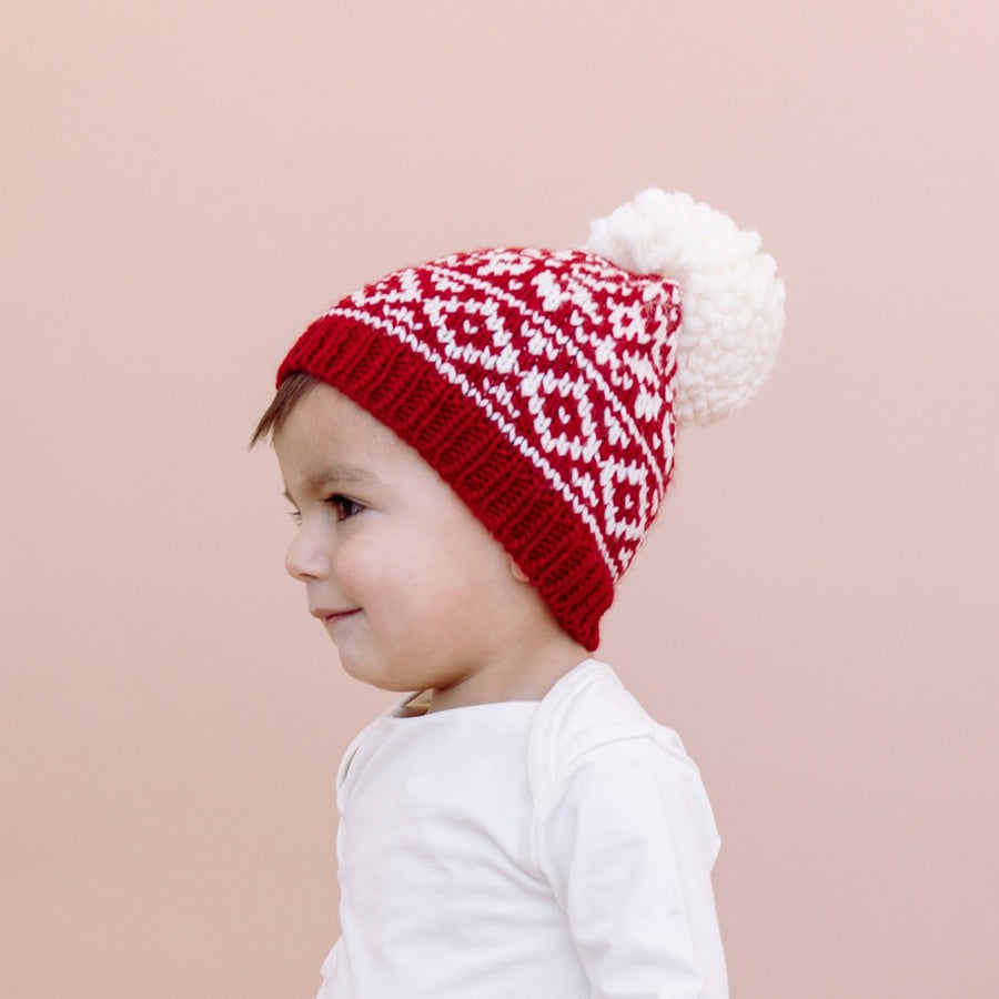 Snowflake Hat, Red - Holiday Christmas Baby & Kids Beanie-HATS & SCARVES-The Blueberry Hill-Joannas Cuties