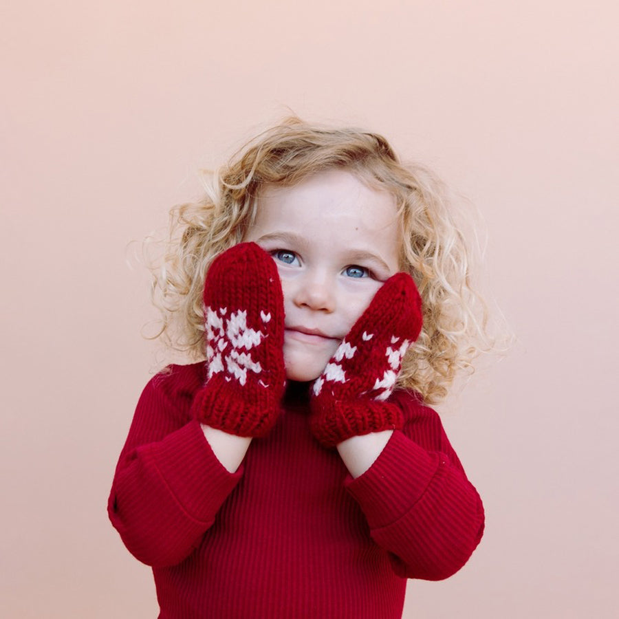 Snowflake Mittens, Red - Holiday Christmas Kids Gloves-GLOVES & MITTENS-The Blueberry Hill-Joannas Cuties