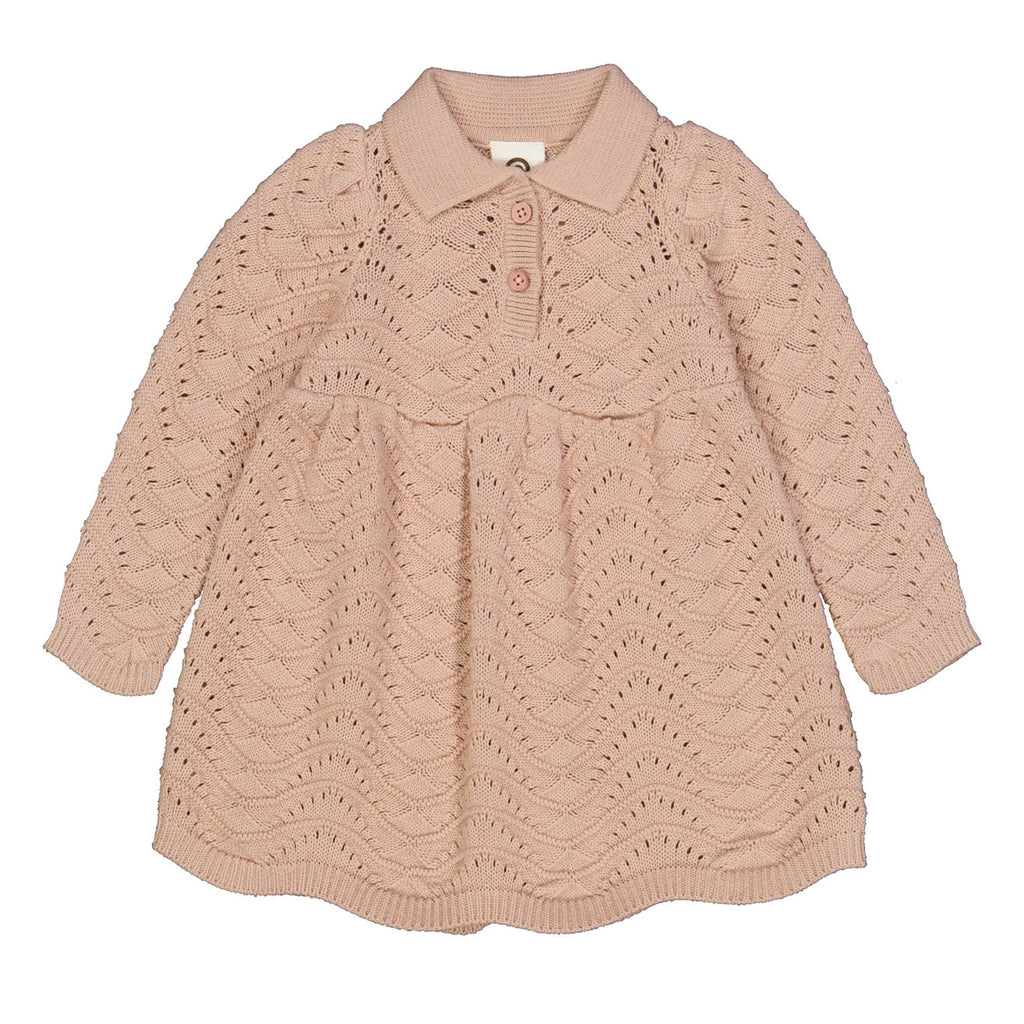 Knit Needle Out L/S Dress - Spa Rose