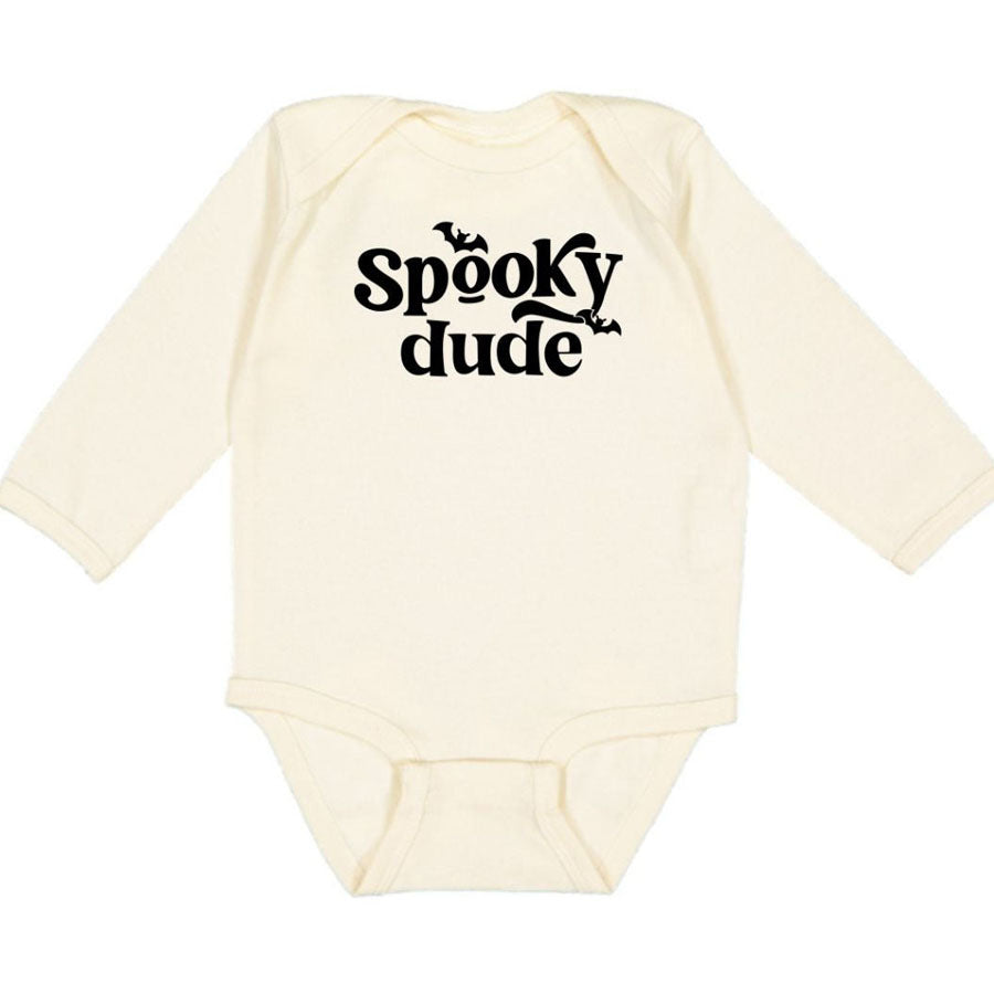 Spooky Dude Halloween Long Sleeve Bodysuit - Natural-BODYSUITS-Sweet Wink-Joannas Cuties
