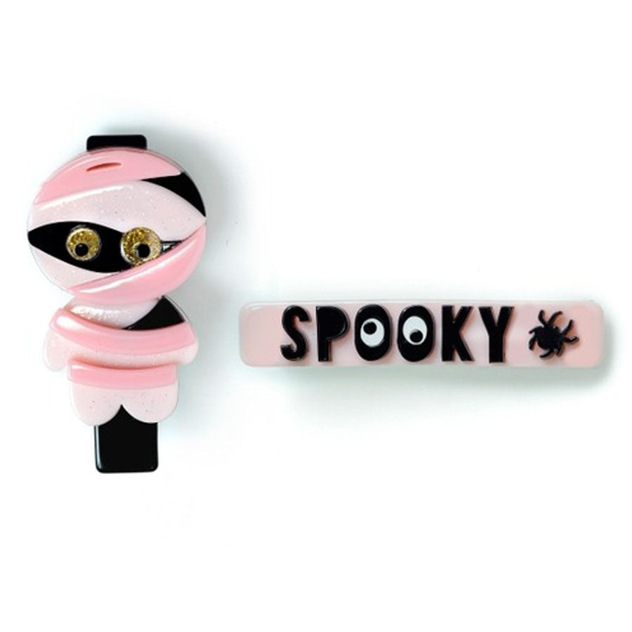 Spooky Mummy Pink Alligator Clips-HAIR CLIPS-Lilies & Roses-Joannas Cuties