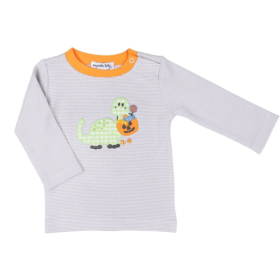 Spooky Saurus Combo Orange L/S T-Shirt-TOPS-Magnolia Baby-Joannas Cuties