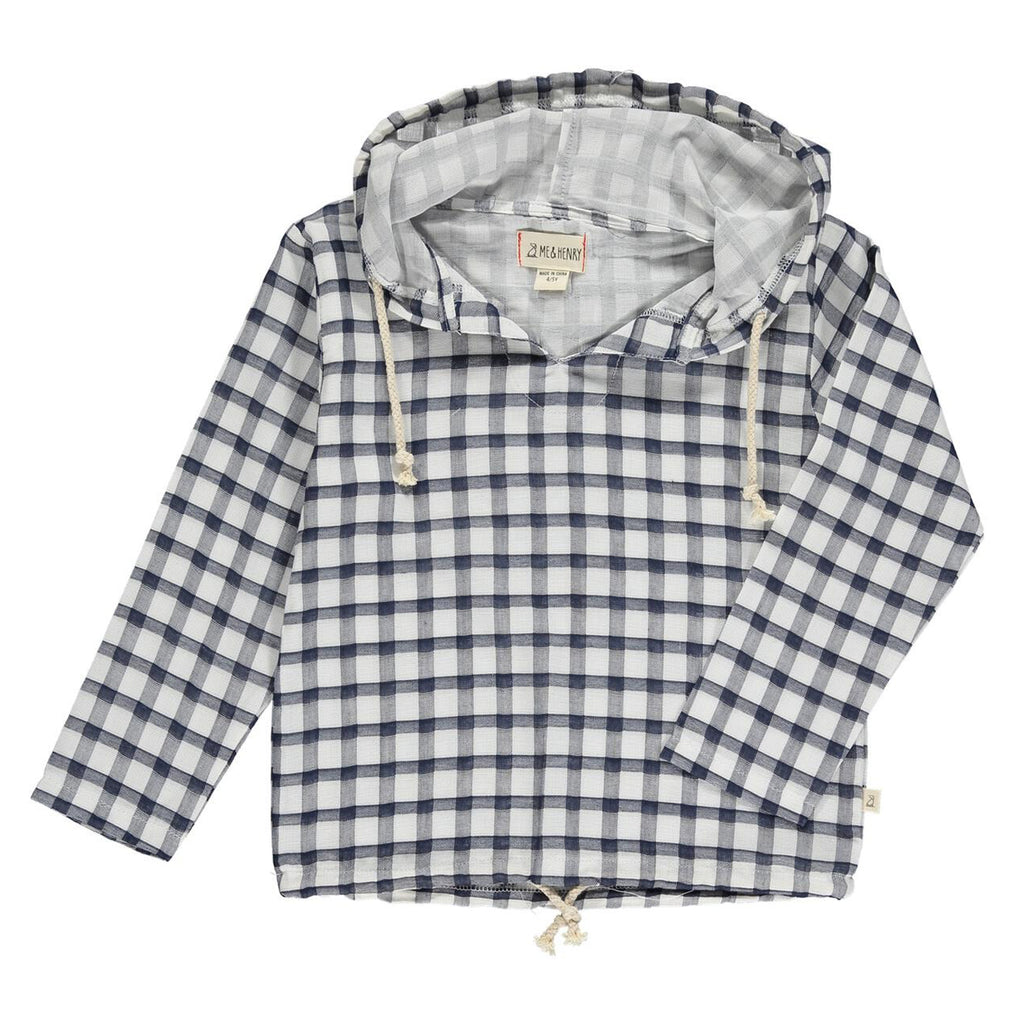 St. Ives Navy White Plaid Hooded Top