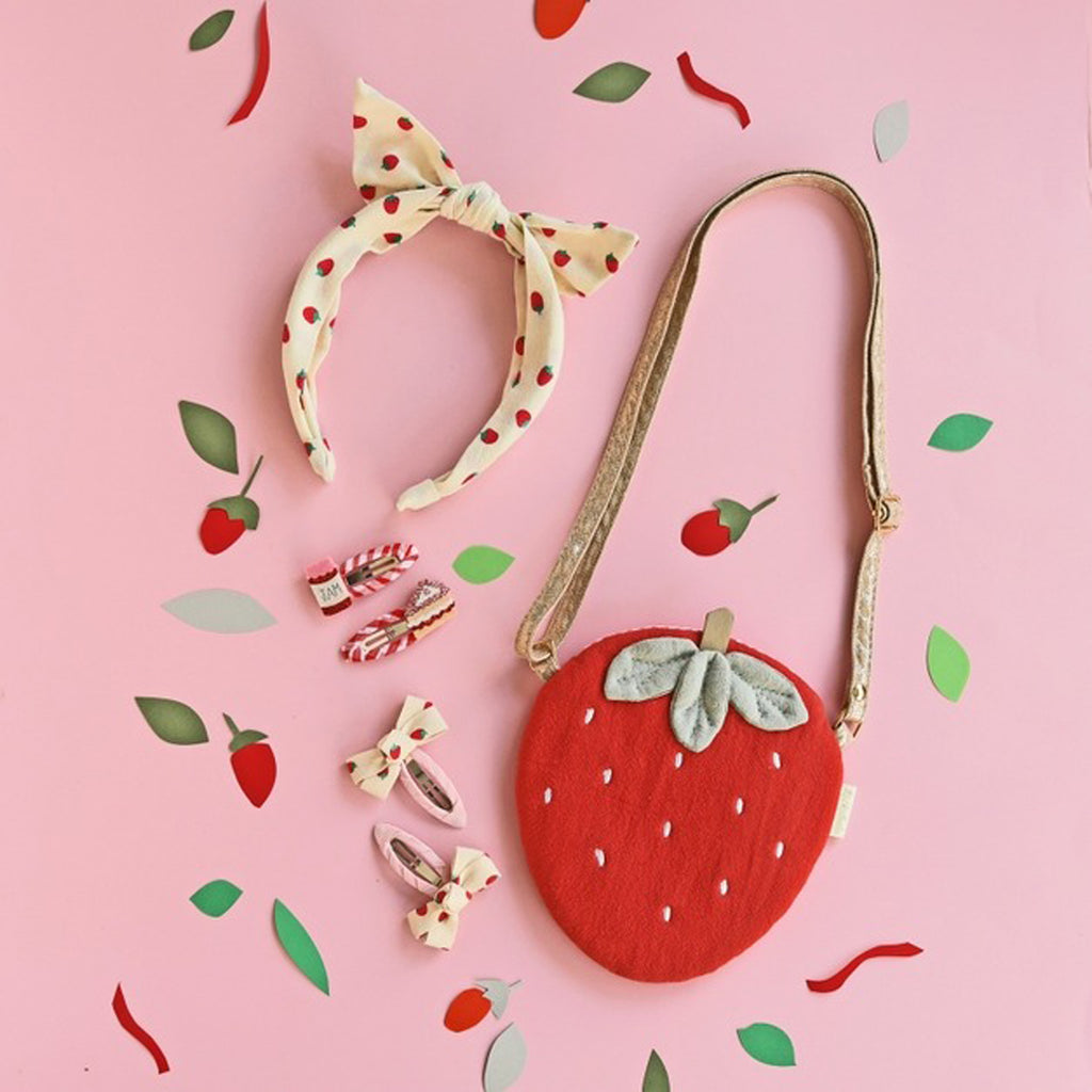 Strawberry Tie Headband-HEADBANDS-Rockahula Kids-Joannas Cuties