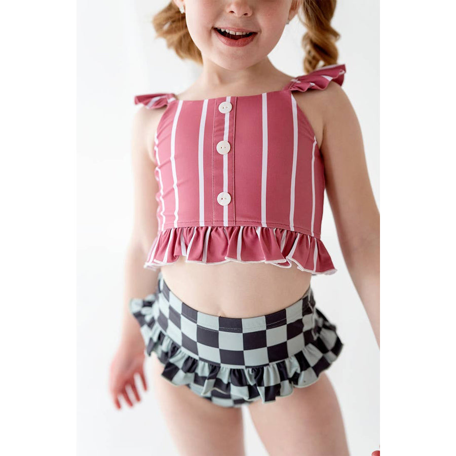 Stripe + Check 2-Piece Ruffle Suit-SWIMWEAR-Made By Molly-Joannas Cuties