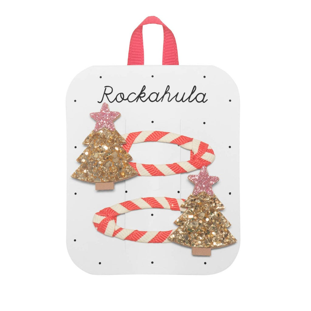 Stripy Christmas Tree Clips-HAIR CLIPS-Rockahula Kids-Joannas Cuties