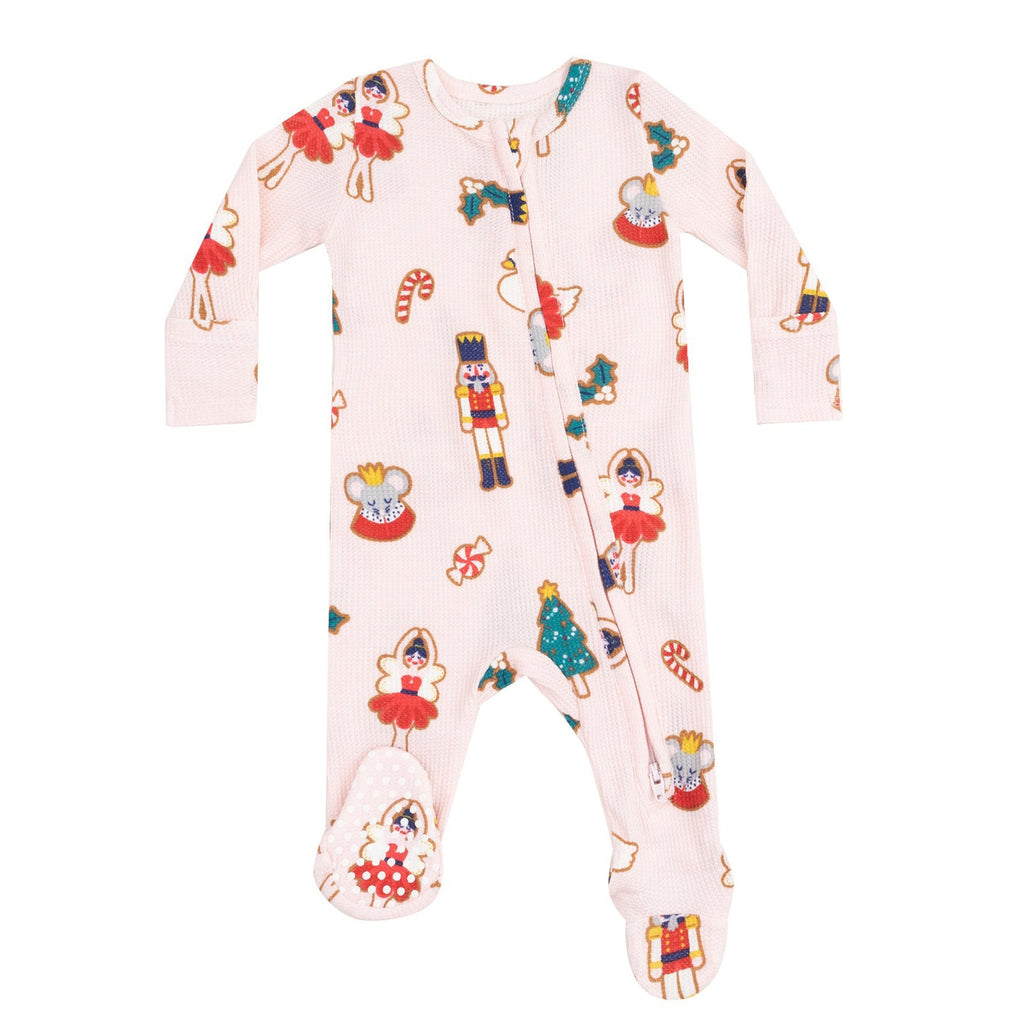 Sugar Plum Fairy Christmas Cookie  Pink - 2 Way Zipper Footie