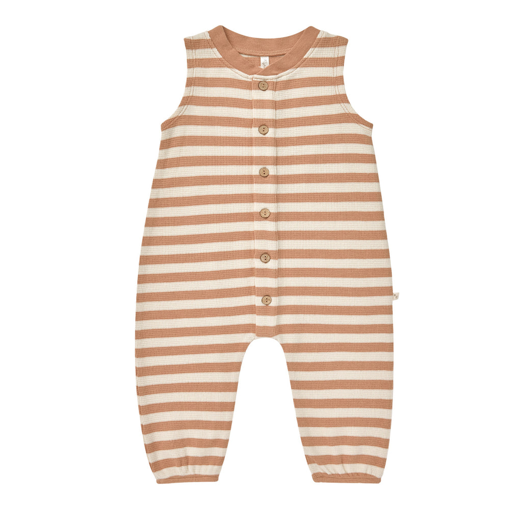 Summer Waffle Jumpsuit - Clay Stripe