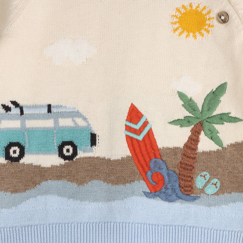 Surfs Up Jacquard Knit Baby Pullover