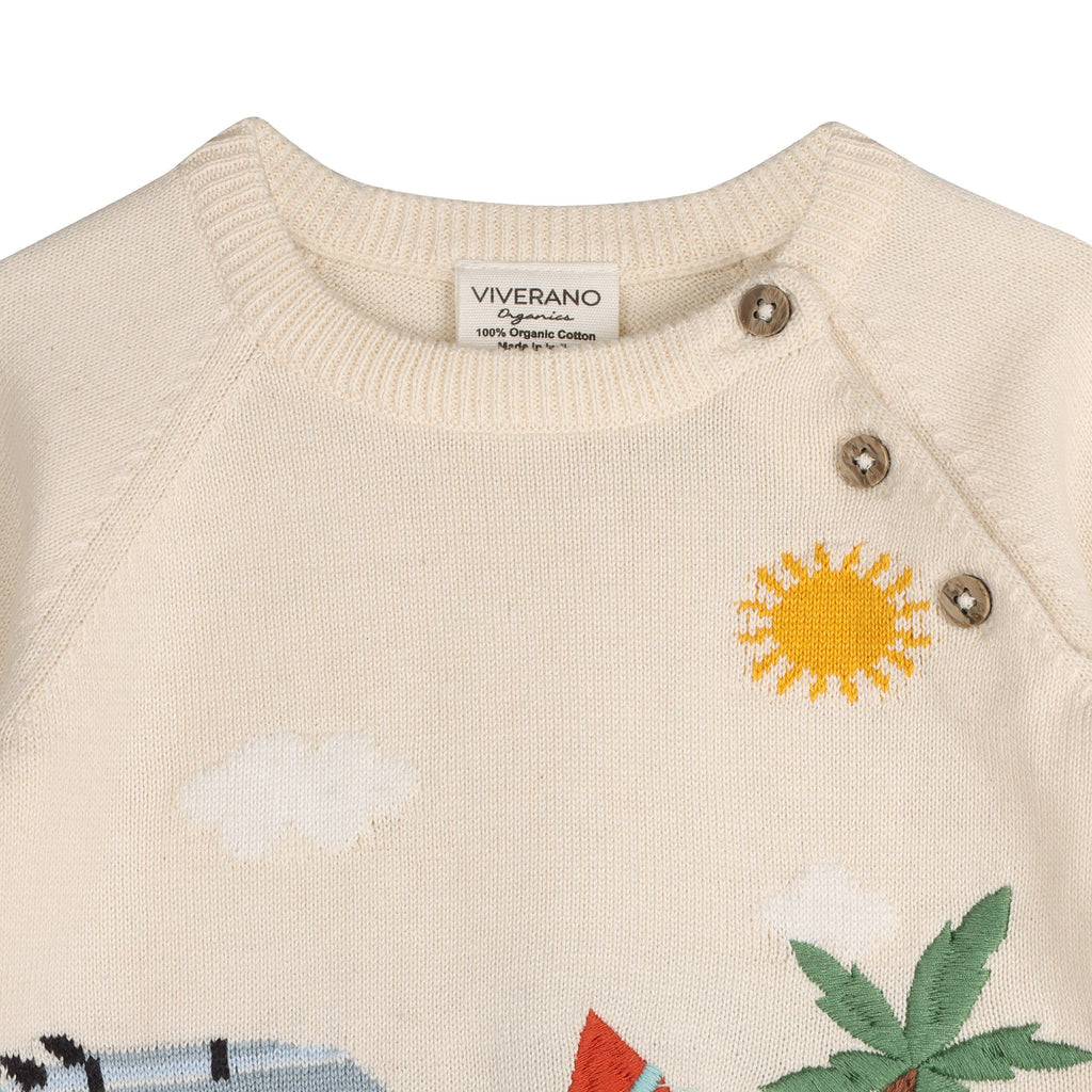 Surfs Up Jacquard Knit Baby Pullover