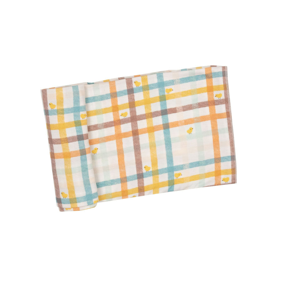 Swaddle Blanket - Plaid With Chicks-SWADDLES & BLANKETS-Angel Dear-Joannas Cuties