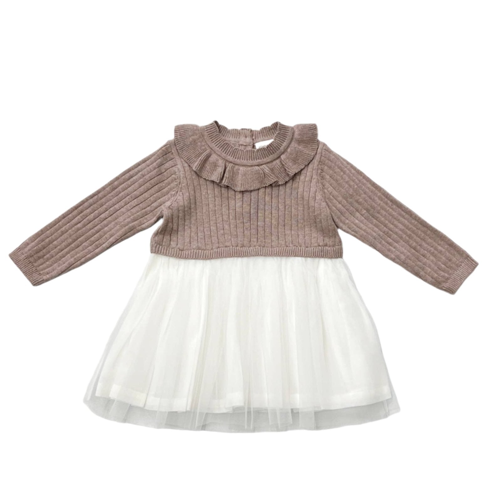 Ruffle Neck Sweater Knit Top & Tutu Baby Dress (Organic Cotton)