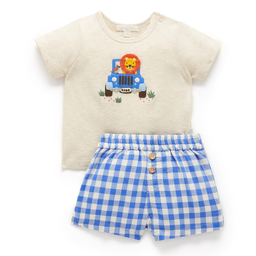 Tee And Short Set - Nile Gingham