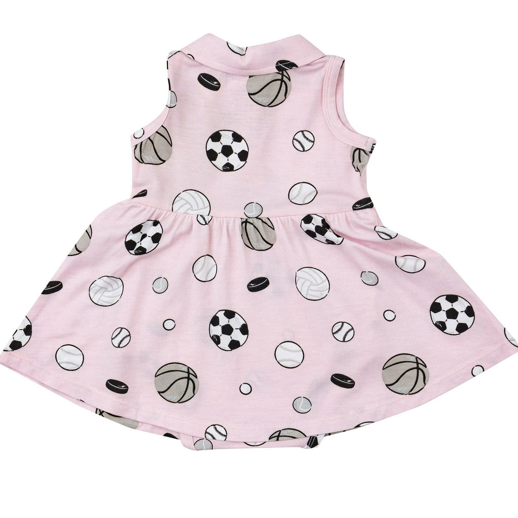 Tennis Tank Bodysuit Dress - Sports Ball Pink-BODYSUITS-Angel Dear-Joannas Cuties