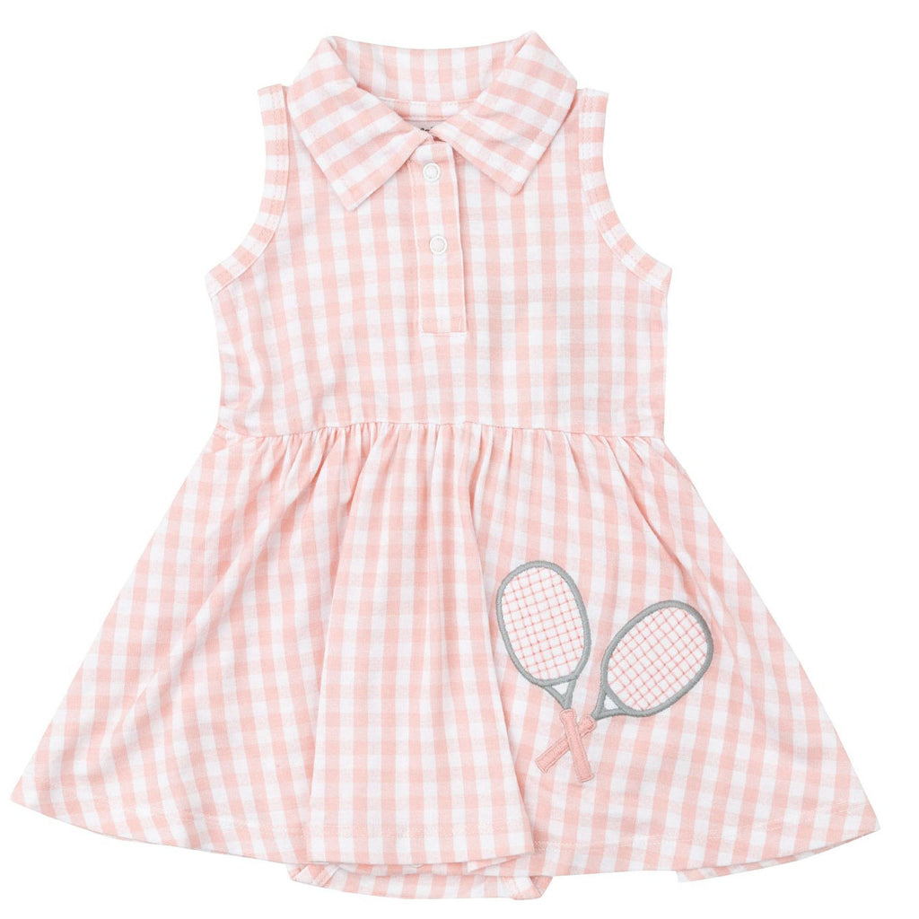 Tennis Tank Bodysuit Dress - Mini Pink Gingham