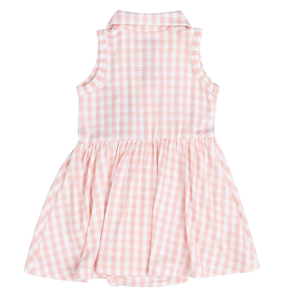 Tennis Tank Bodysuit Dress - Mini Pink Gingham-DRESSES & SKIRTS-Angel Dear-Joannas Cuties