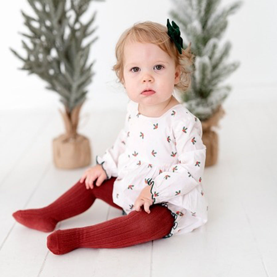 Thalia Bubble in Holly Berry - Poplin Cotton Romper-OVERALLS & ROMPERS-Ollie Jay-Joannas Cuties