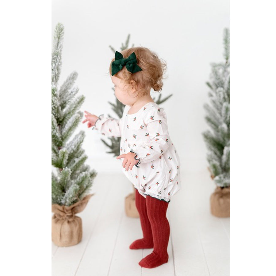 Thalia Bubble in Holly Berry - Poplin Cotton Romper-OVERALLS & ROMPERS-Ollie Jay-Joannas Cuties
