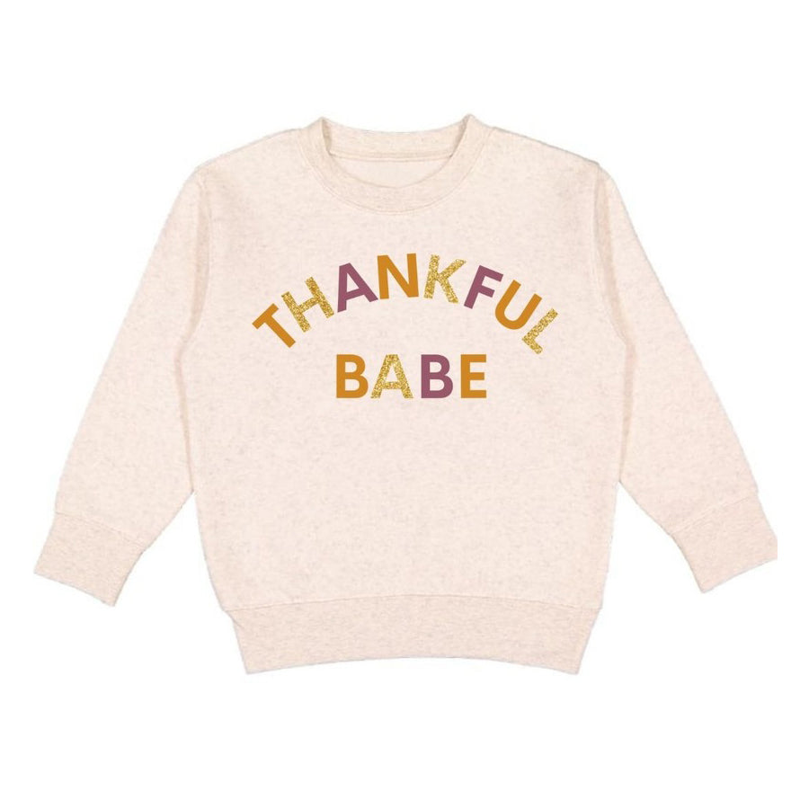 Thankful Babe Multi Thanksgiving Sweatshirt - Natural-SWEATSHIRTS & HOODIES-Sweet Wink-Joannas Cuties