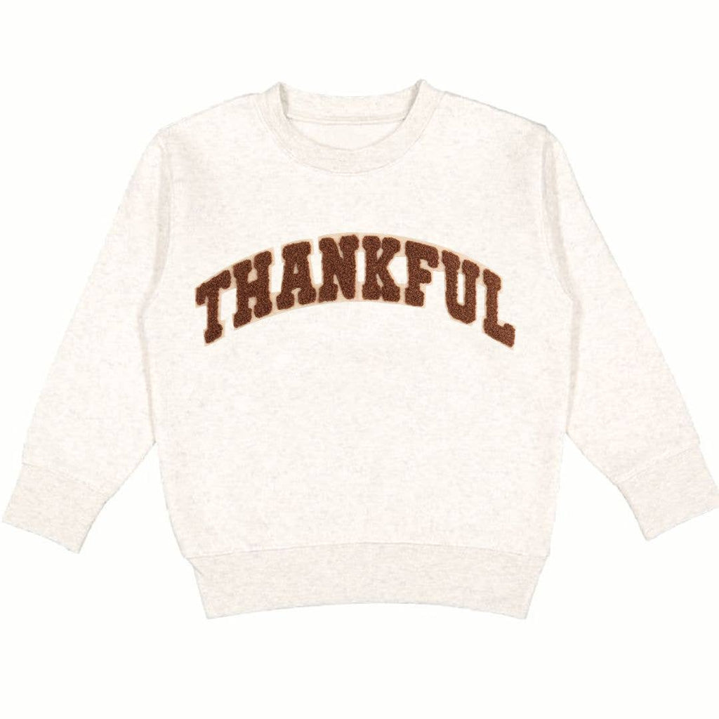 Thankful Patch Varsity Thanksgiving Sweatshirt
