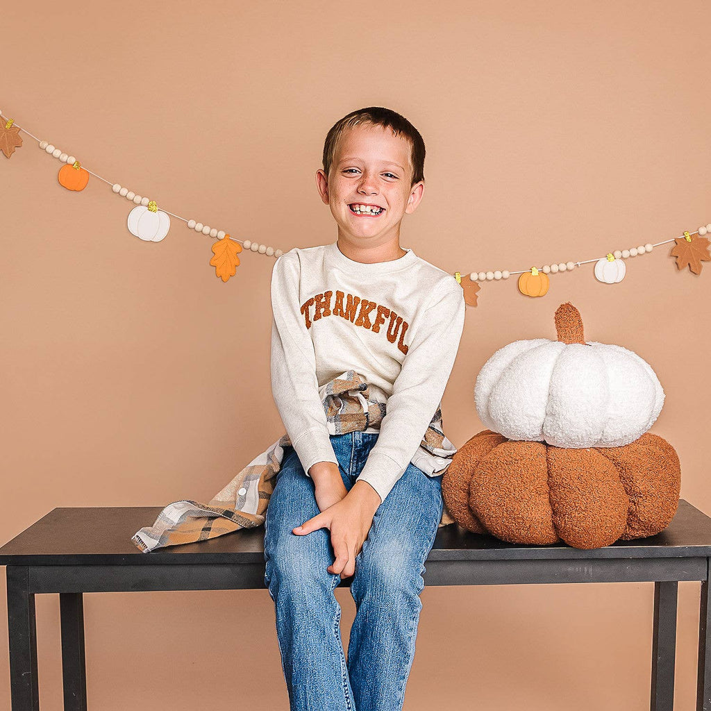 Thankful Patch Varsity Thanksgiving Sweatshirt