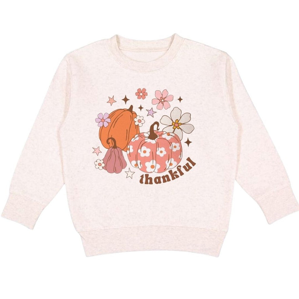 Thankful Pumpkin Daisy Thanksgiving Kids Sweatshirt