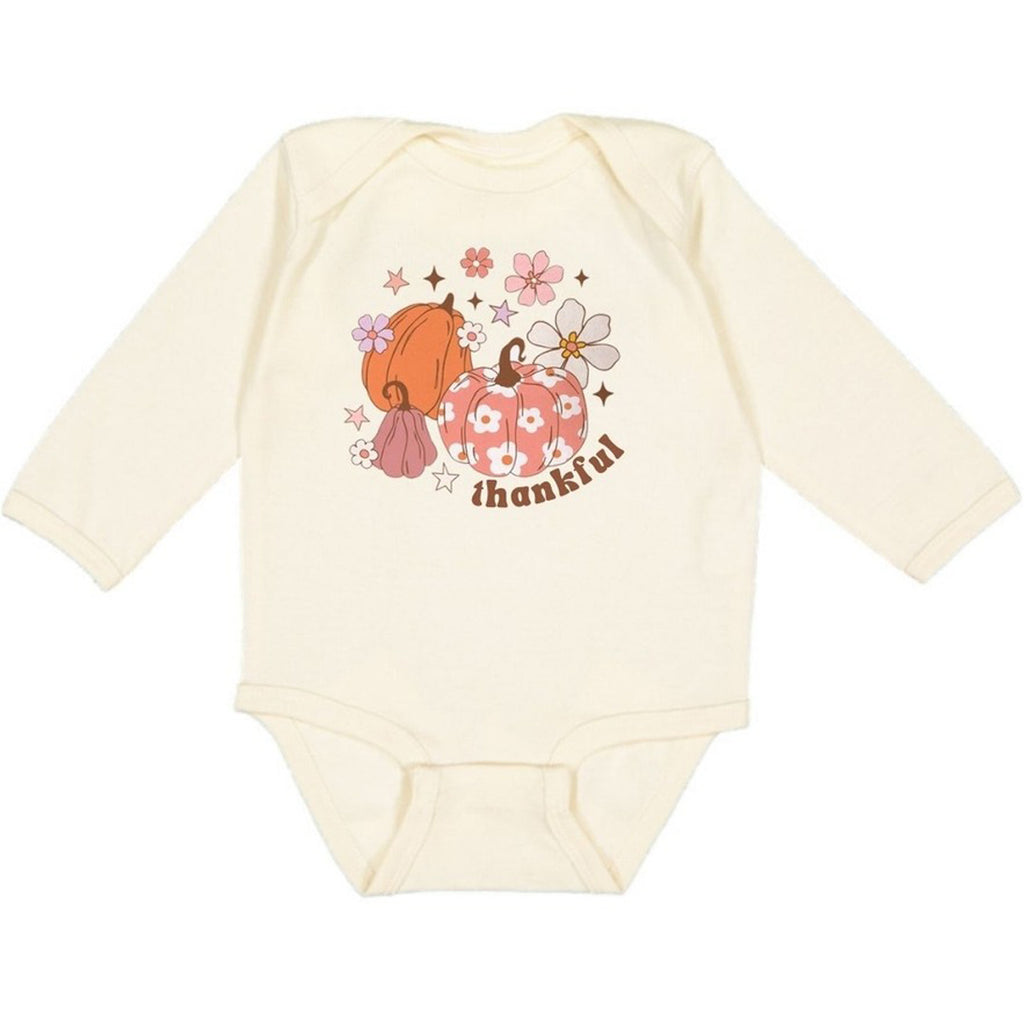 Thankful Pumpkin Daisy Thanksgiving Bodysuit