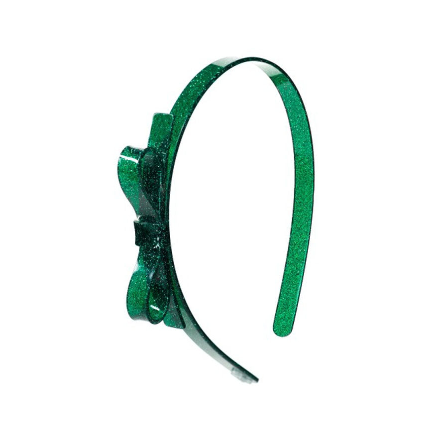 Thin Bow Glitter Green Headband
