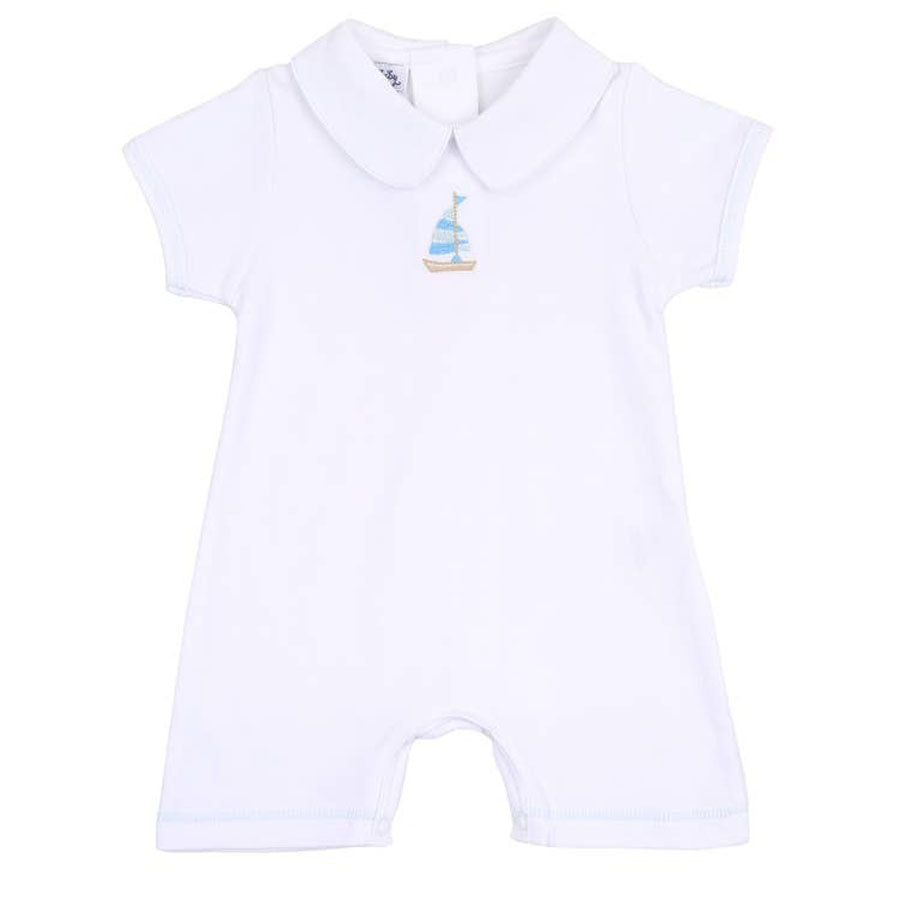 Tiny Sailboat Blue Emb Collared Short Playsuit-OVERALLS & ROMPERS-Magnolia Baby-Joannas Cuties