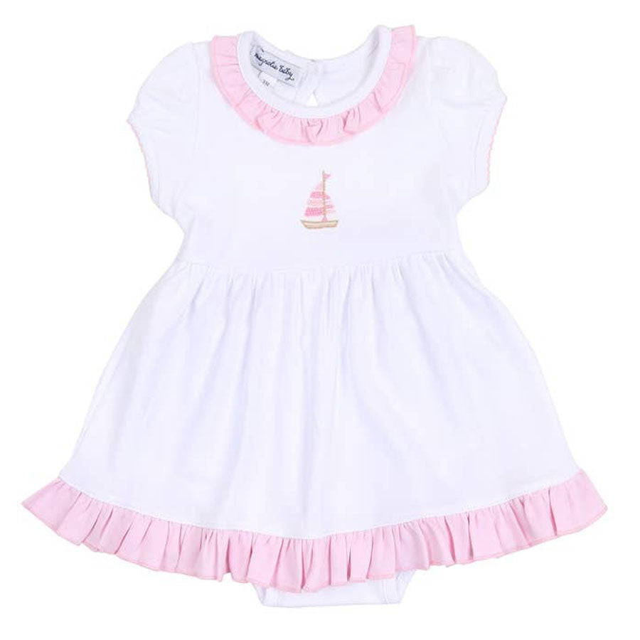 Tiny Sailboat Pink Emb Dress-DRESSES & SKIRTS-Magnolia Baby-Joannas Cuties