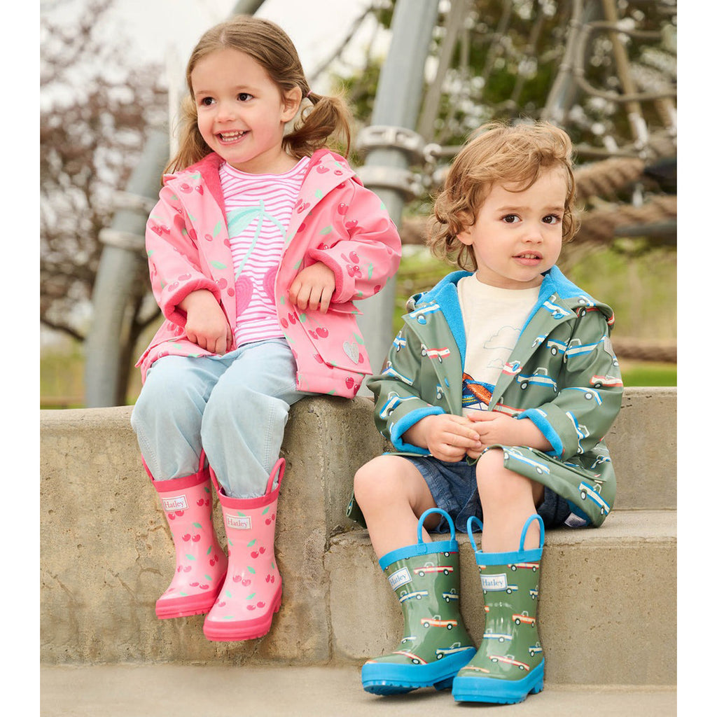 Toddler Girls Cherries Button-Up Rain Jacket