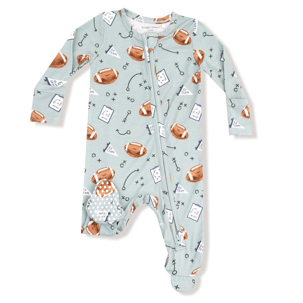 Touchdown Time 2 Way Zipper Footie - Grey Mist