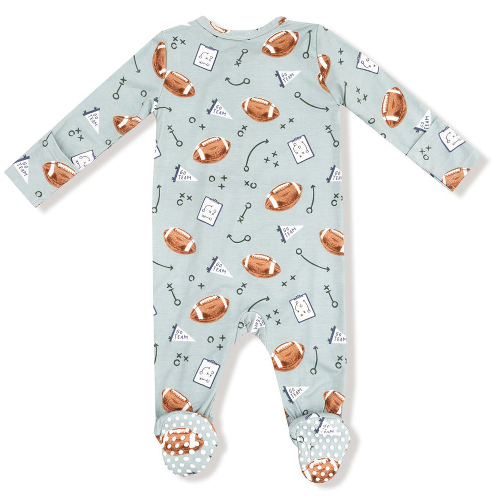 Touchdown Time 2 Way Zipper Footie - Grey Mist