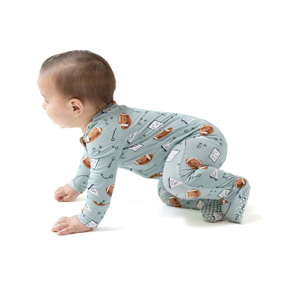 Touchdown Time 2 Way Zipper Footie - Grey Mist