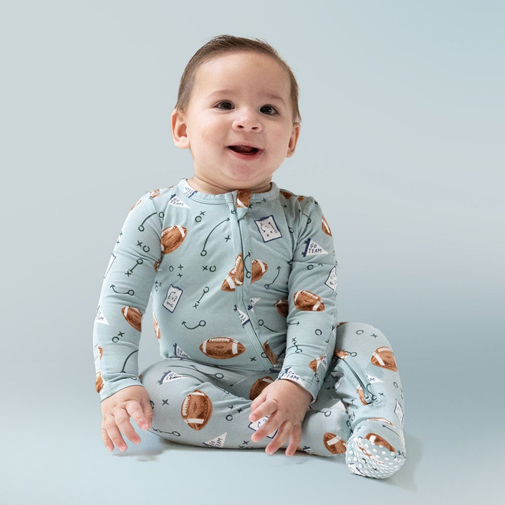 Touchdown Time 2 Way Zipper Footie - Grey Mist