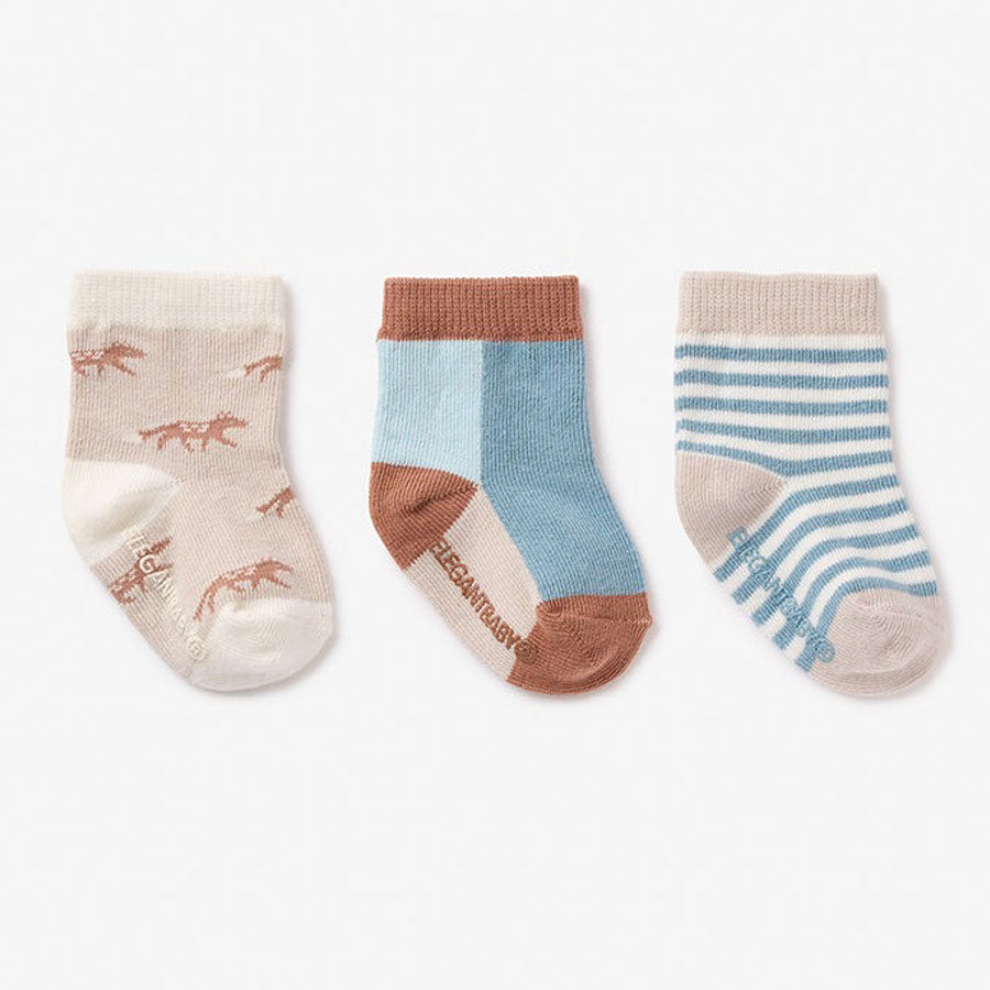 Treehouse Forest Non Slip Baby Socks - 3 Pack-SOCKS, TIGHTS & LEG WARMERS-Elegant Baby-Joannas Cuties