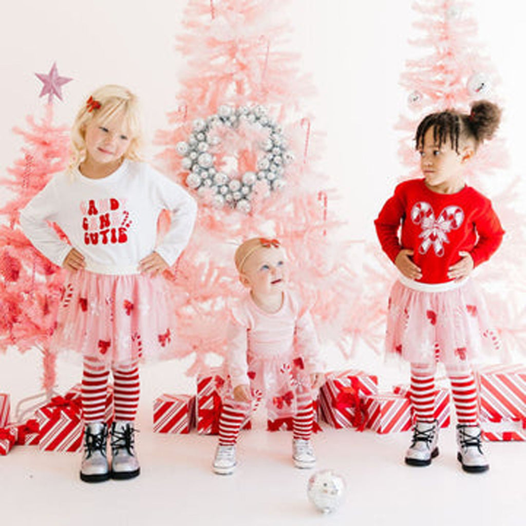 Candy Cane Cutie christmas Long Sleeve Tutu Bodysuit