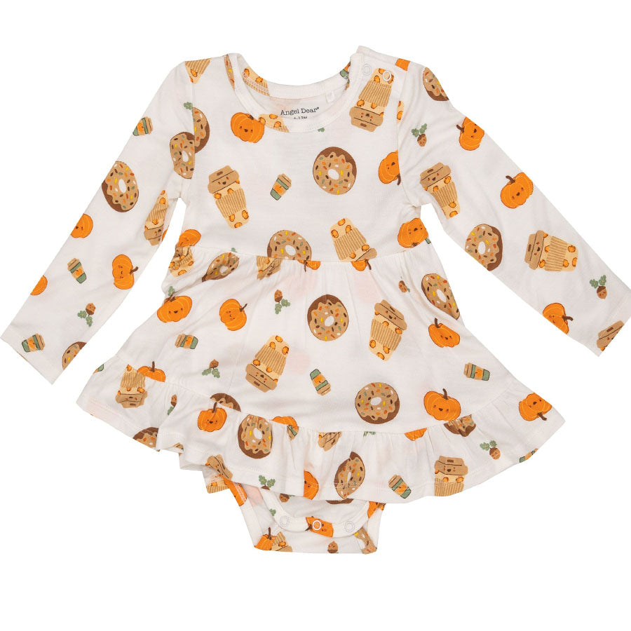 Twirly Bodysuit Dress - Pumpkin Spice Latte-BODYSUITS-Angel Dear-Joannas Cuties